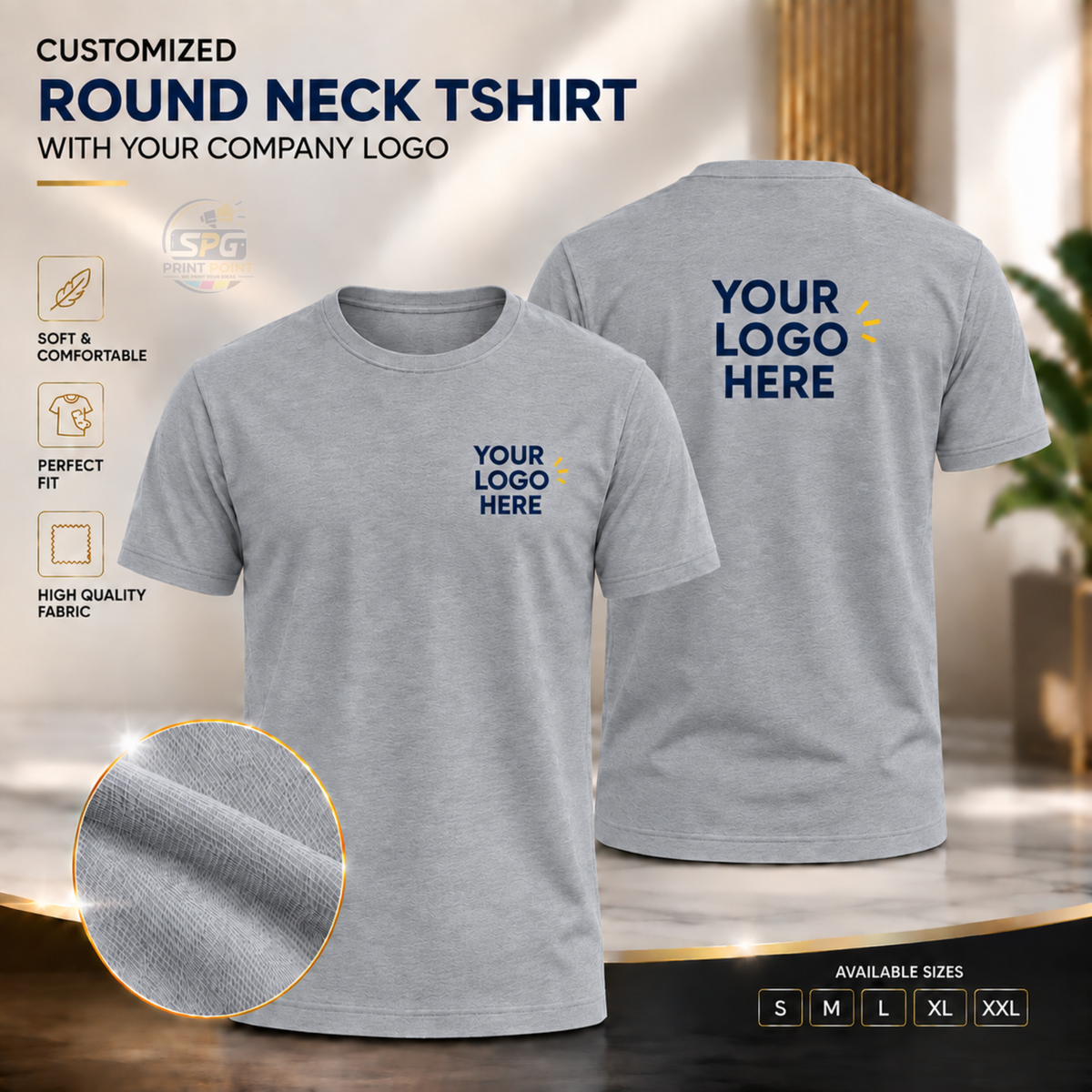 Round Neck Premium T-Shirt With Your Company Logo