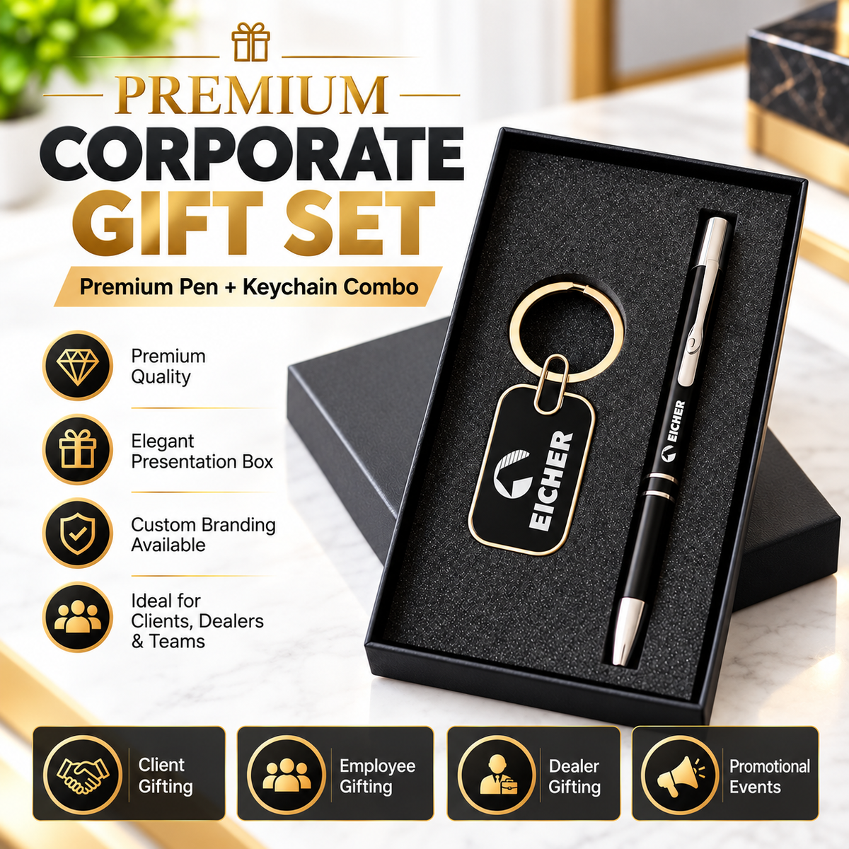 Premium Pen & Keychain Gift Set