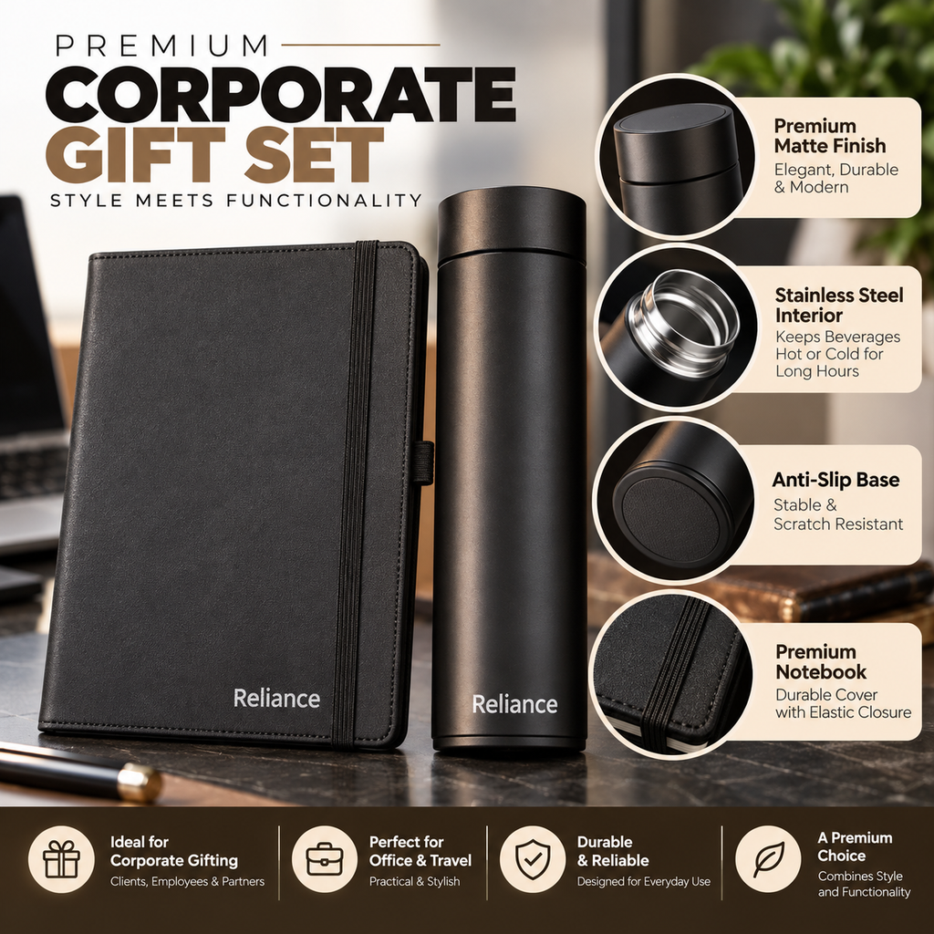 Premium Notebook, Pen & Thermos Corporate Gift Set